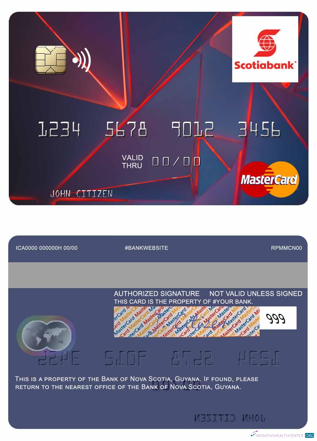 Download Guyana Bank of Nova Scotia mastercard Photoshop template